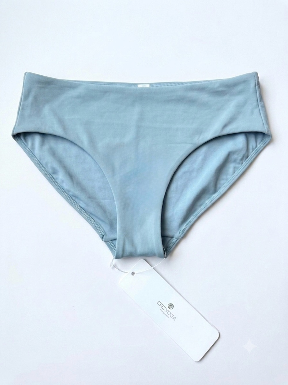 NWT CRZ YOGA Mid Waist Full Coverage Bikini Bottoms Light Grayish Blue Womens XS